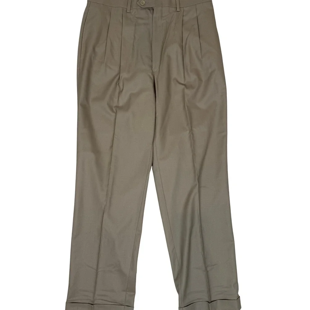 Lauren‎ Ralph Lauren Mens Khaki Pleated Flat Front Pants Total Comfort 33x32